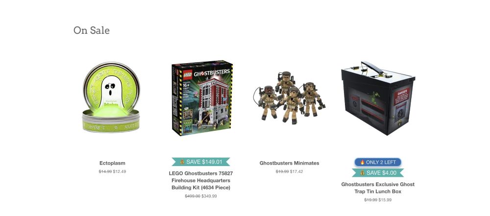 Collection page with discount and scarcity badges create with Flair Shopify label and badge app