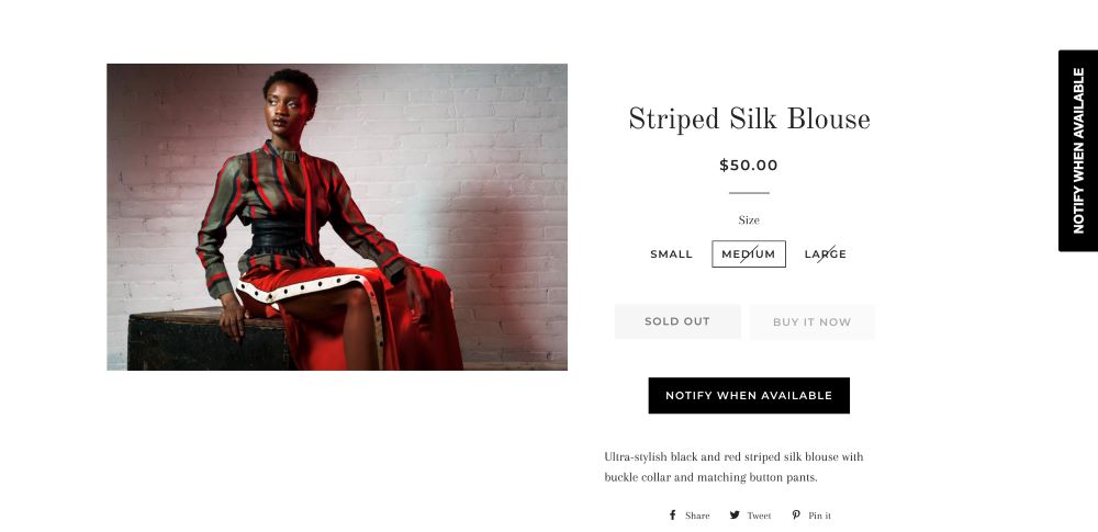 Back In Stock – Restock Alerts by Appikon allows the customer to enable "Notify when available" notifications