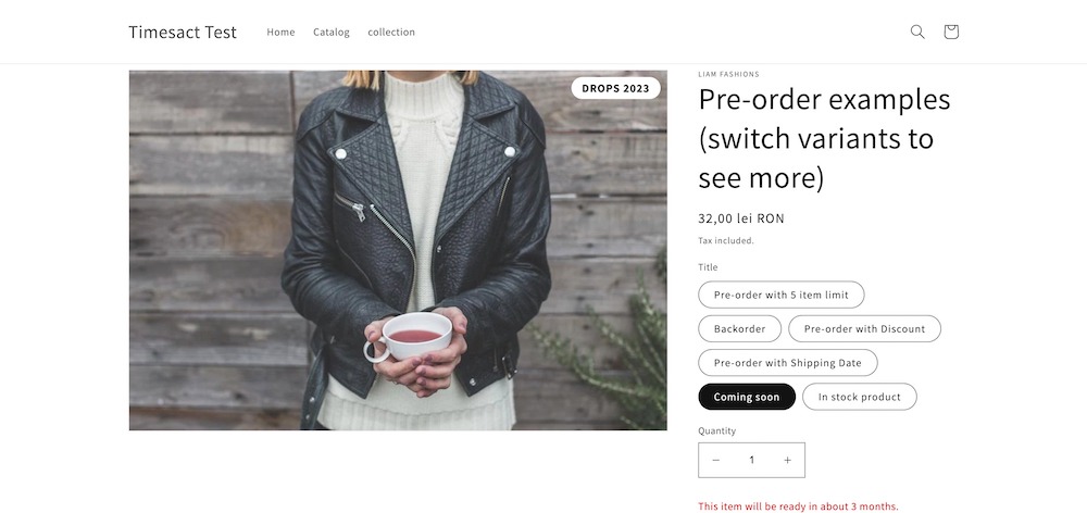 timesact coming soon product app demo store example