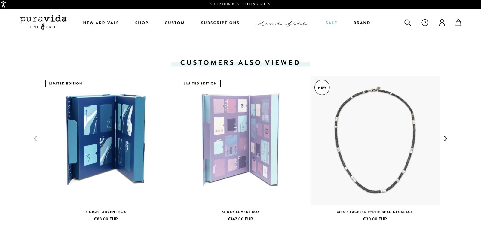 Pura vida suggested product section offering an upsell option