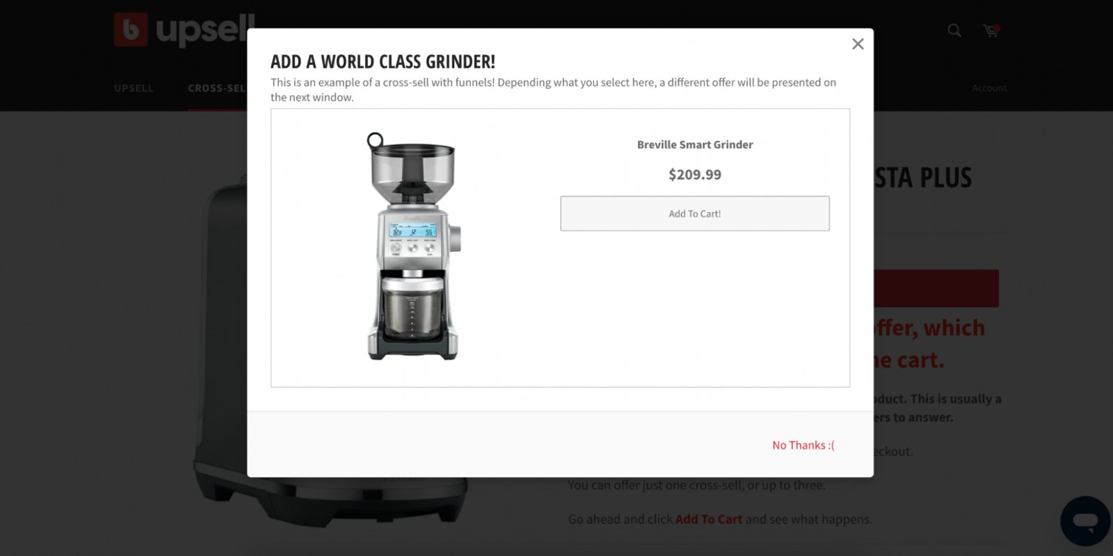 Bold upsells pop up example