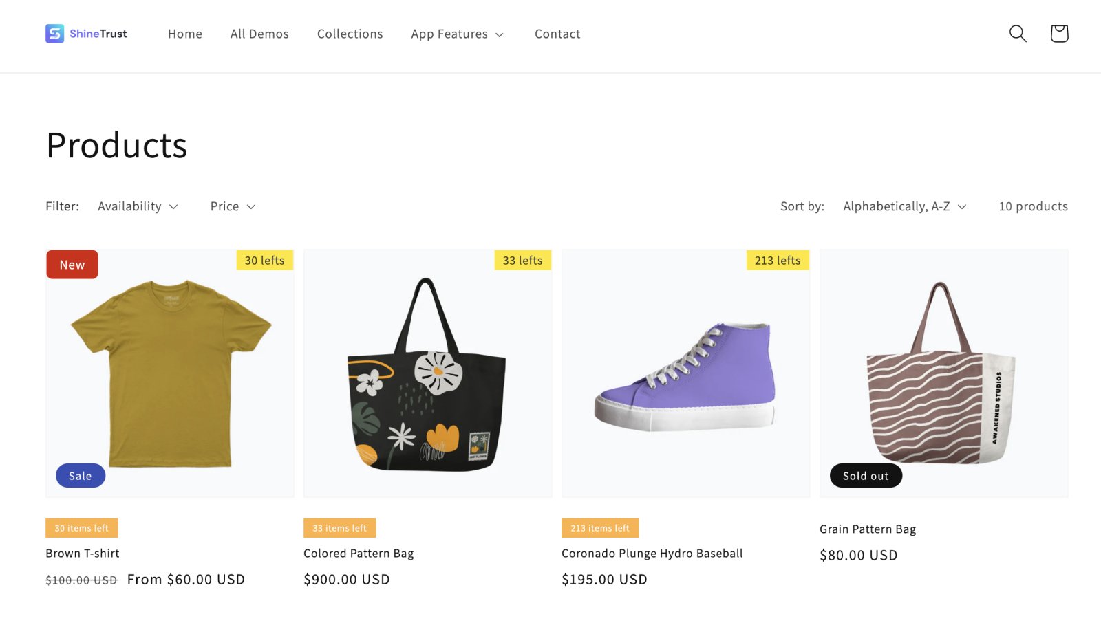 shinetrust labes and badges demo store