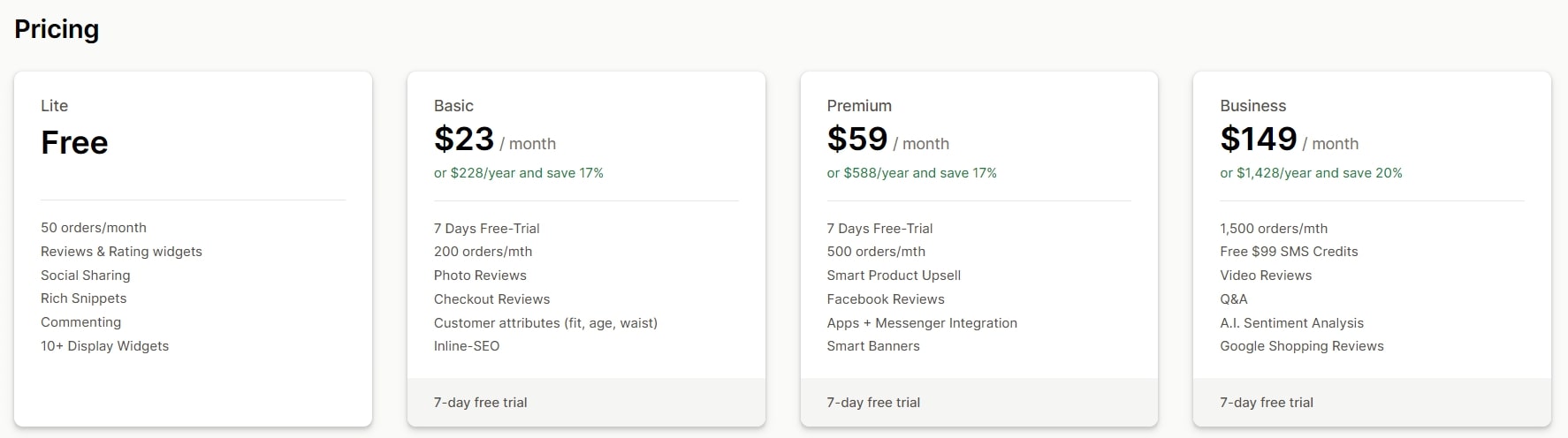 Stamped review app plans and prices