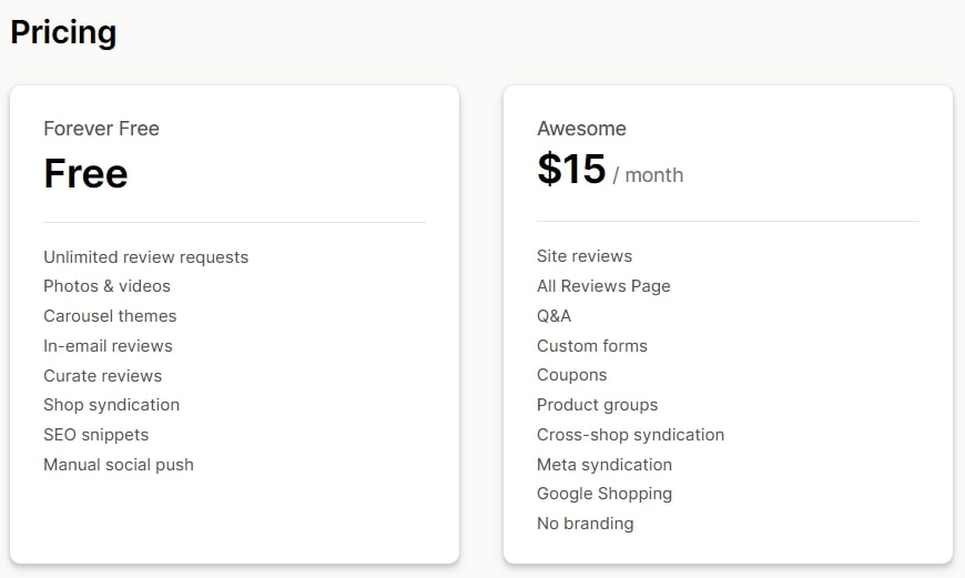 Judge.me review app Shopify Store page