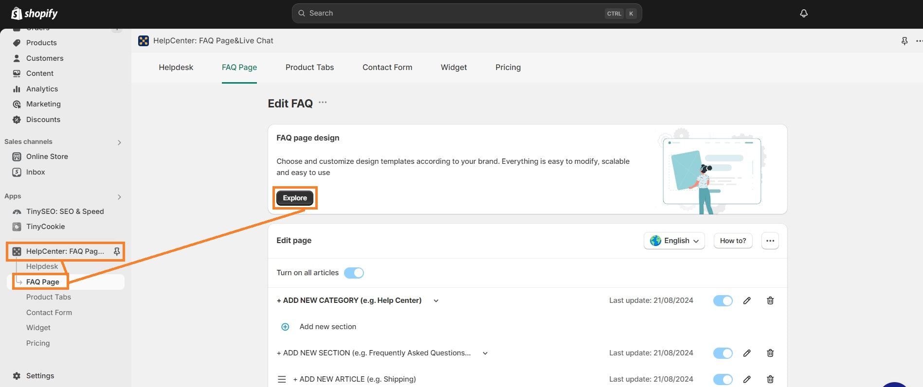 Explore FAQ page designs in the HelpCenter app