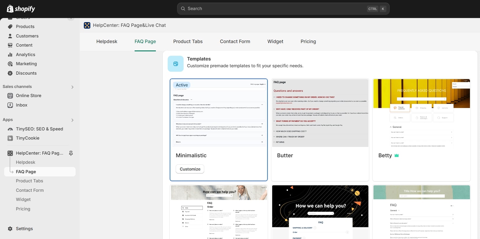 Customize FAQ page template on the HelpCenter app