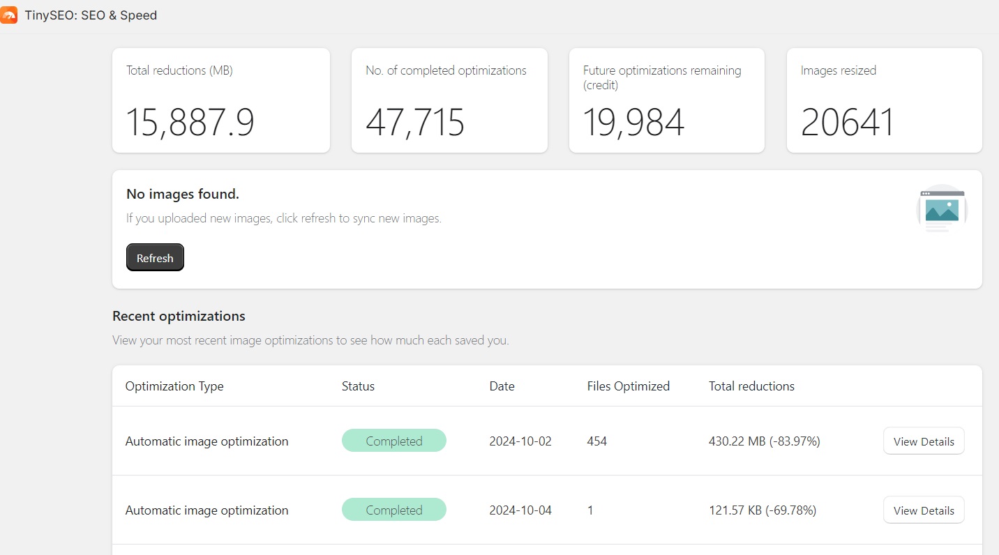 tinyimg dashboard example