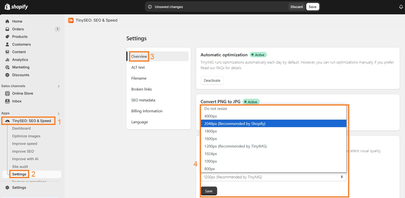 Resize images with TinyIMG
