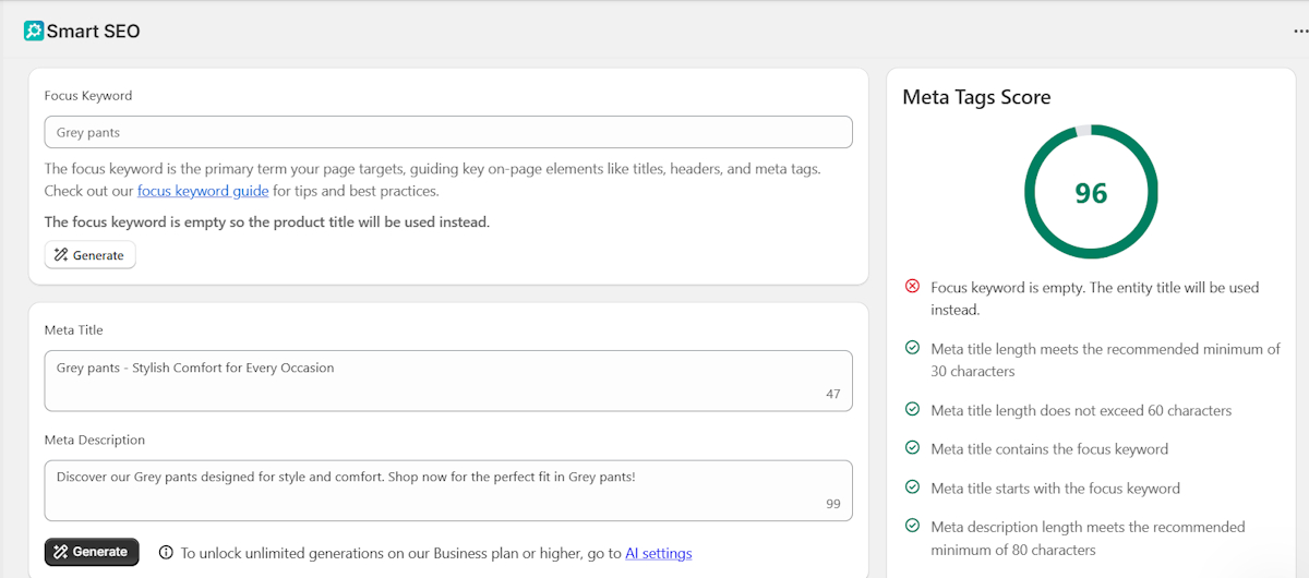 Smart SEO AI metadata
