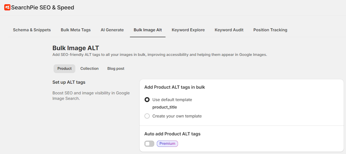 SearchPie bulk image alt text