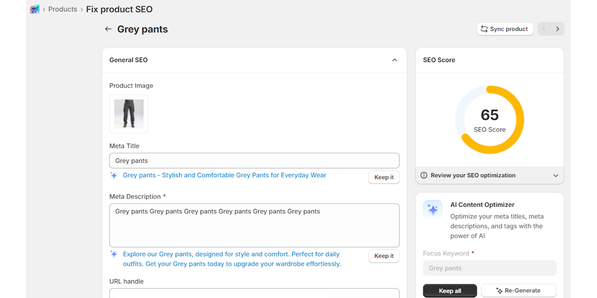 StoreSEO metadata optimization