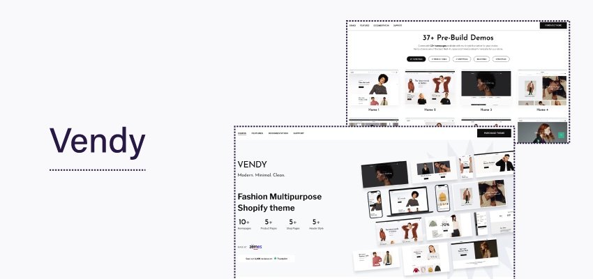 vendy has a modern minimalist style, excellent for design clothes