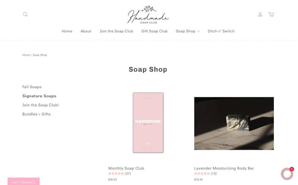 handmade soap club store made with handy