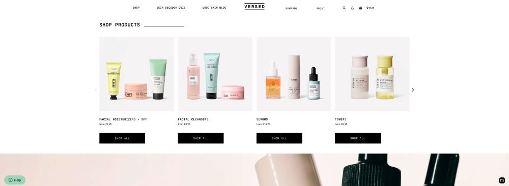 flow shopify theme used by versed skincare store