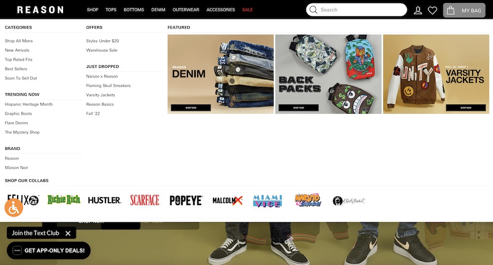 reason store using a symmetry shopify theme