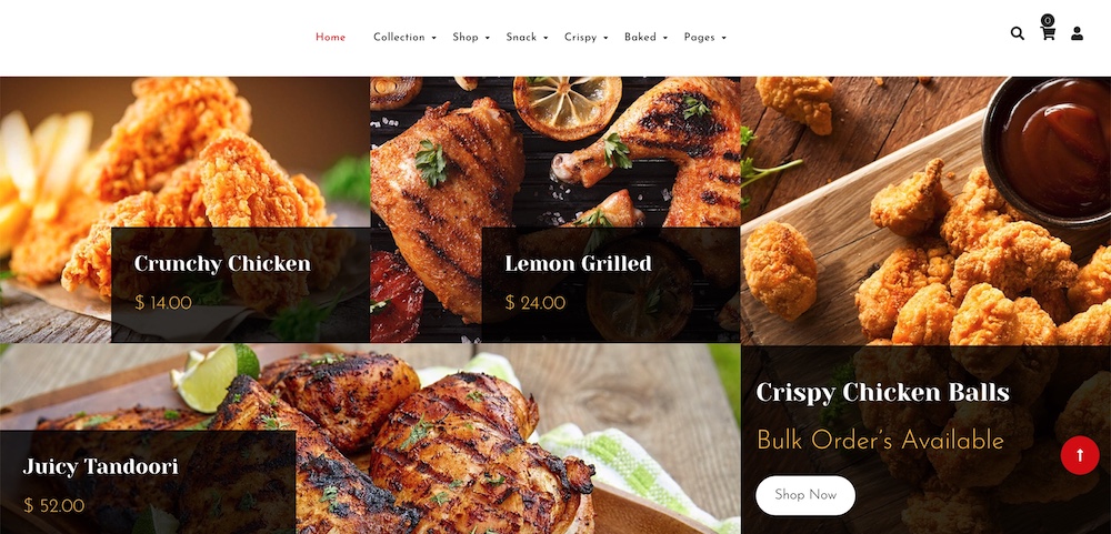 chik shopify restaurant theme homepage