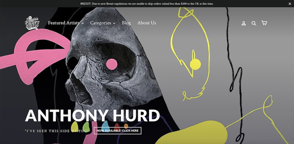 Alt: the motion shopify theme used by the people’s print shop store selling posters and prints