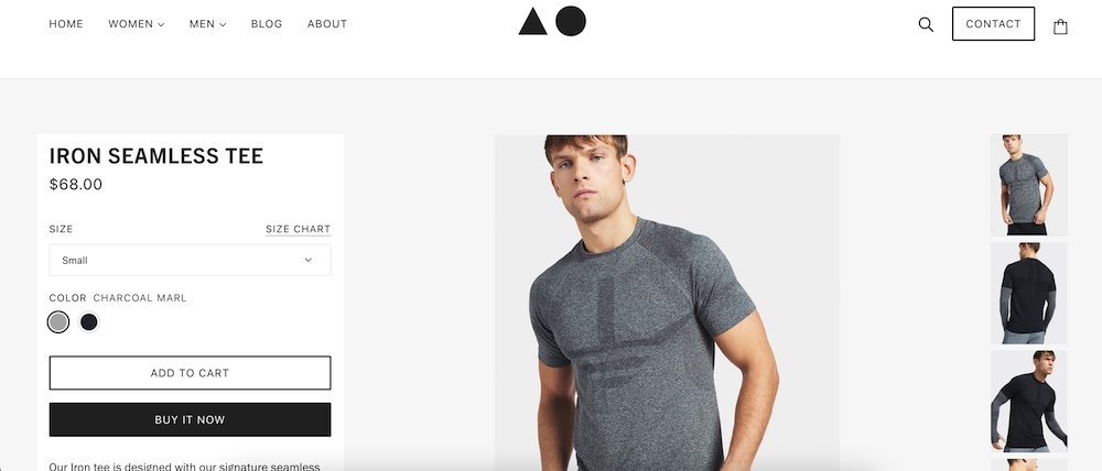 product page of the emerge shopify theme