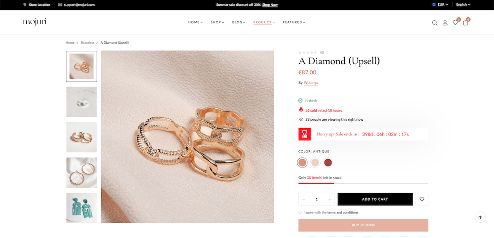 mojuri jewelry shopify theme product page
