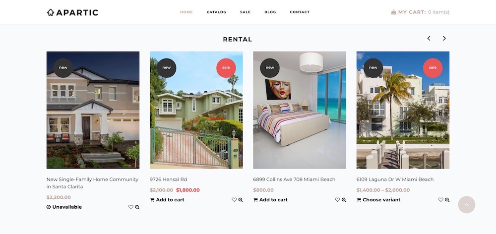 apartic shopify theme for real estate agencies