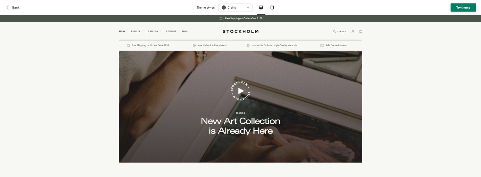 stockholm shopify theme for artists