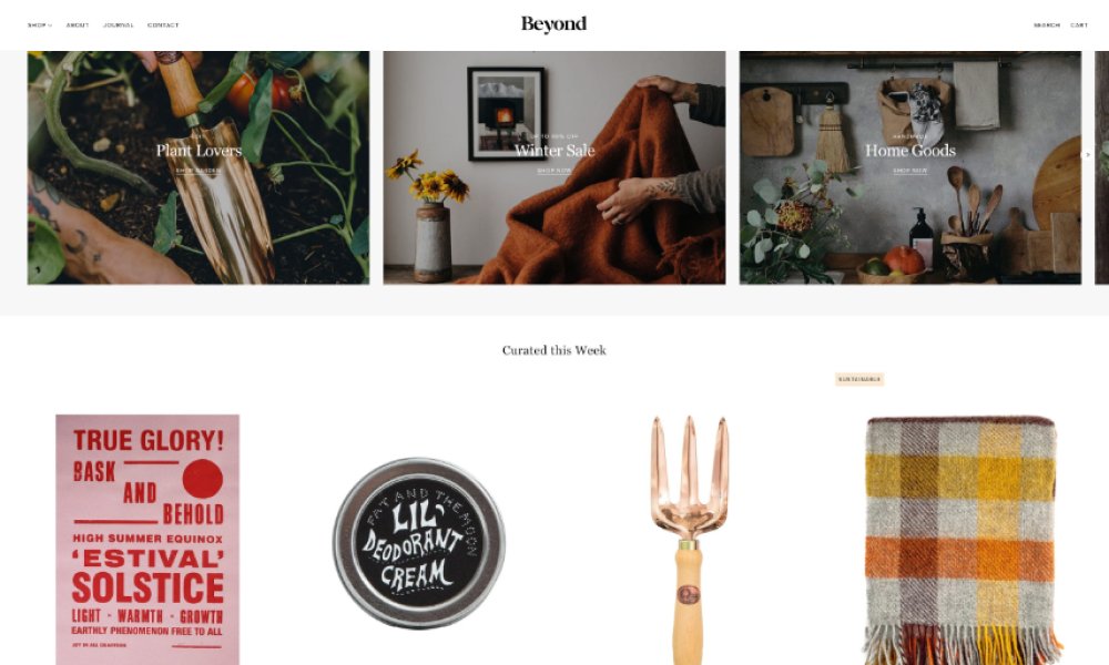 beyond shopify theme for small online stores