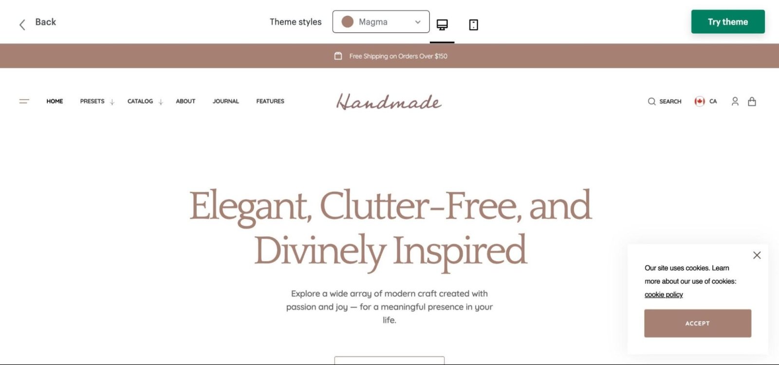 handmade shopify theme for artists