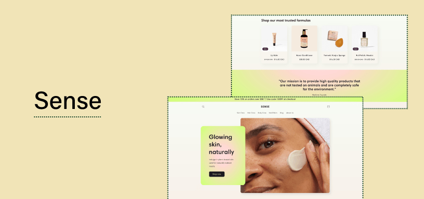 sense shopify theme banner