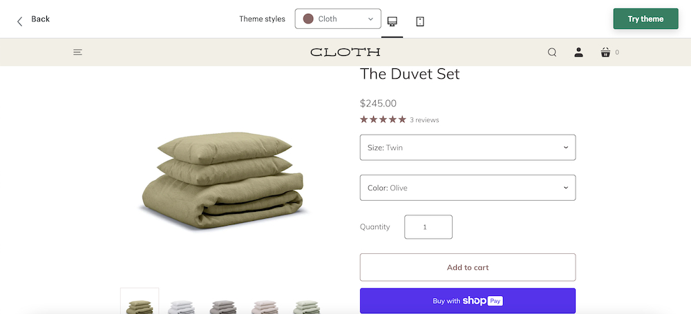 Startup Shopify theme product page demo