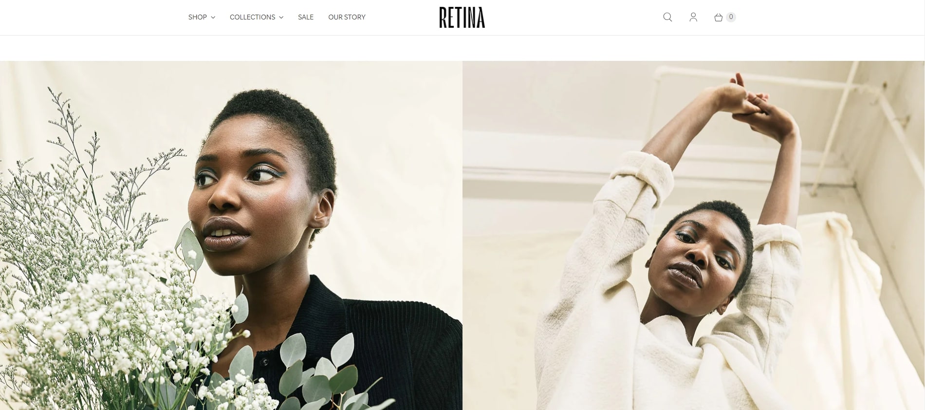 Retina Shopify theme colthing store example