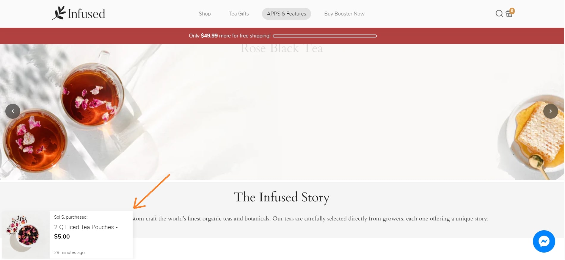 Booster theme recently bought notifications feature example