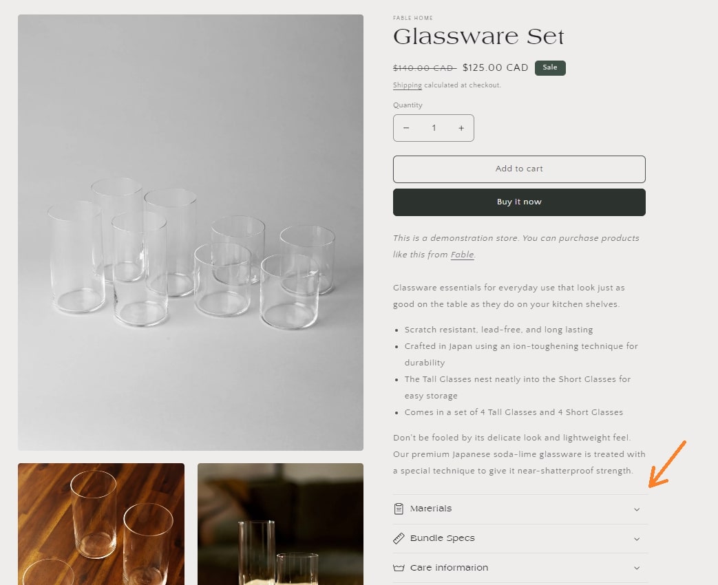 Craft theme custom product tab example