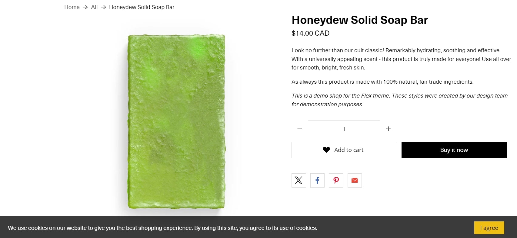 Flex theme GDPR cookie banner example