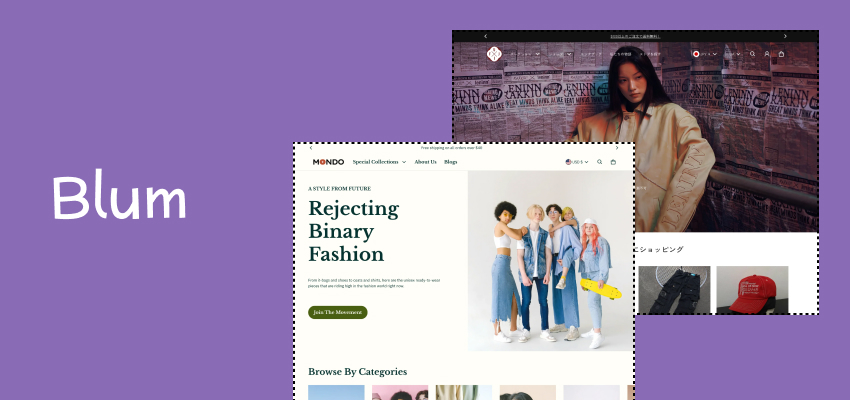 Blum Shopify theme banner