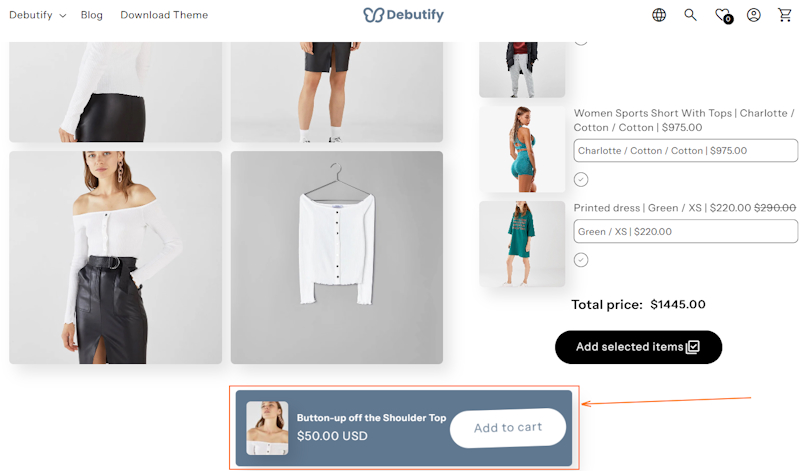 Debutify sticky add-to-cart