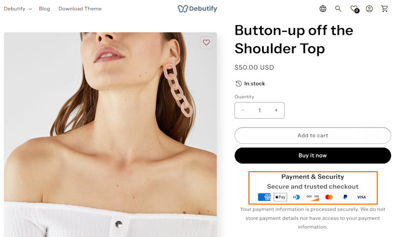 Debutify trust badges