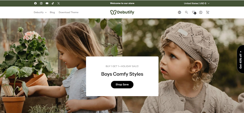 Debutify clothing store example