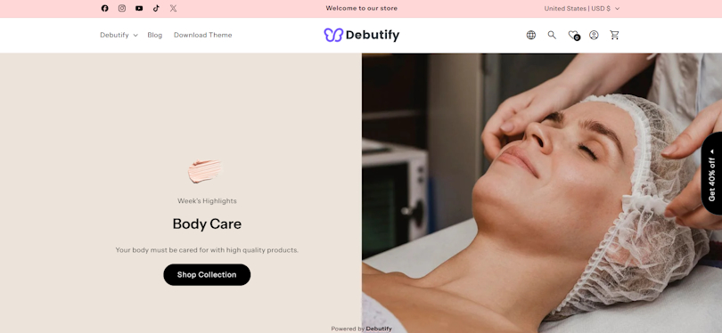 Debutify beauty store example