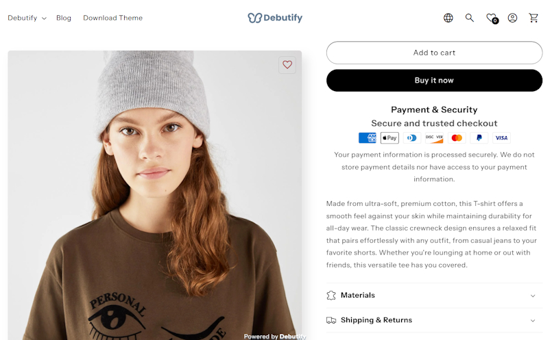 Debutify theme product tabs