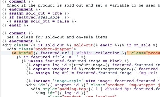 editing Shopify product URL structure from collection page step 4