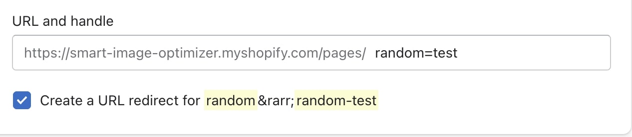 editing Shopify page URL handle