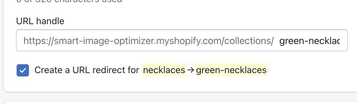 editing Shopify collection URL handle step 5