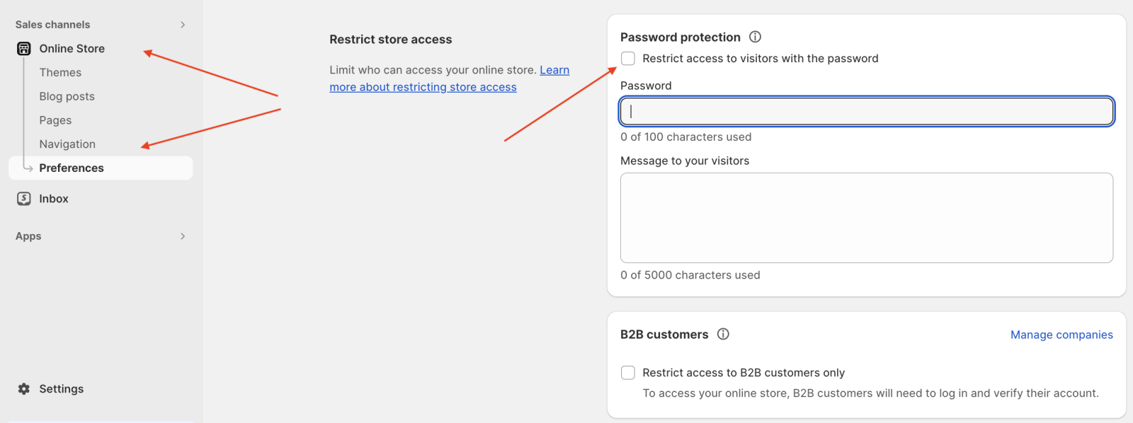 Removing the Shopify store password protection