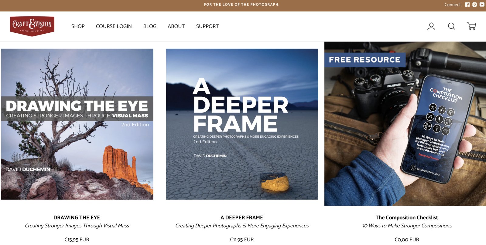 Shopify photography website Craft and Vision