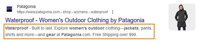 SEO meta description optimization example