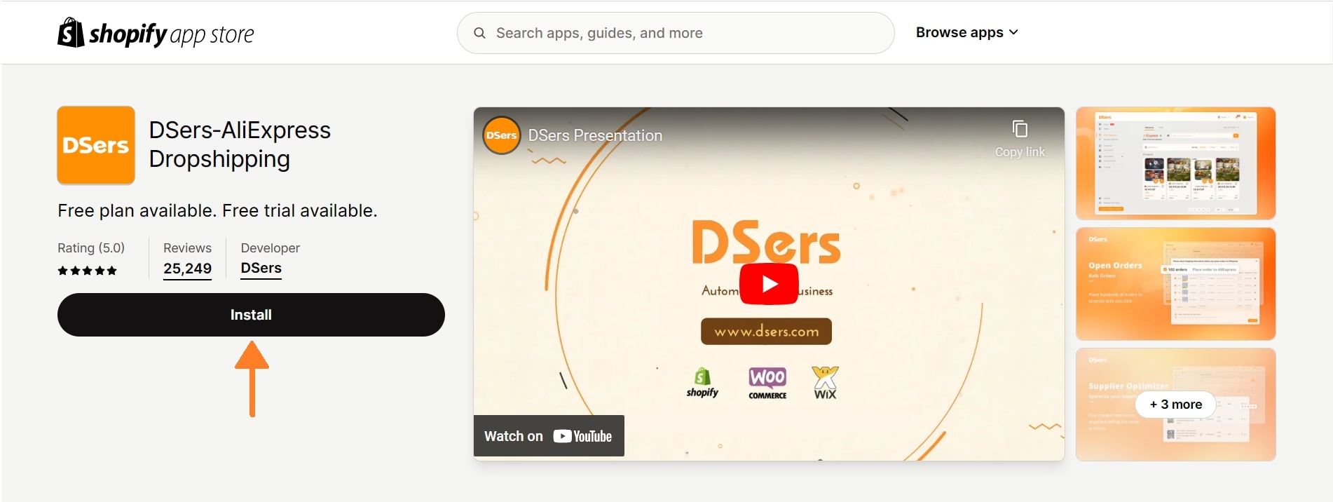 Install the DSers Shopify app