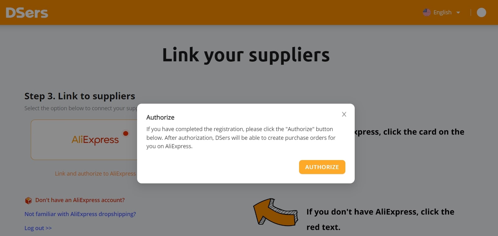 Authorize DSers to access AliExpress