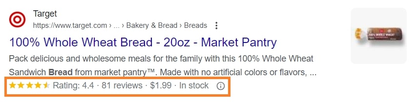 Rich snippet example of Target