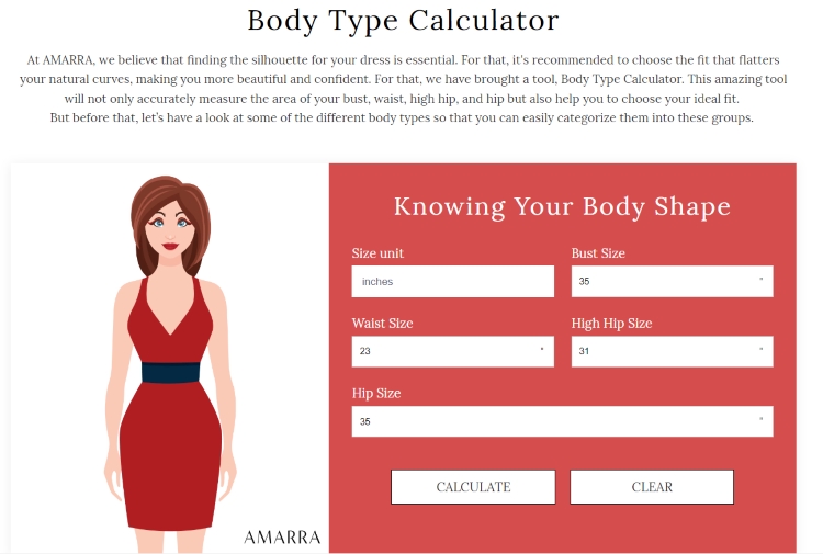 AMARRA body type calculator