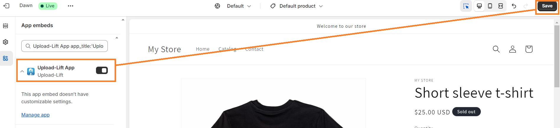 Activate Upload Lift app